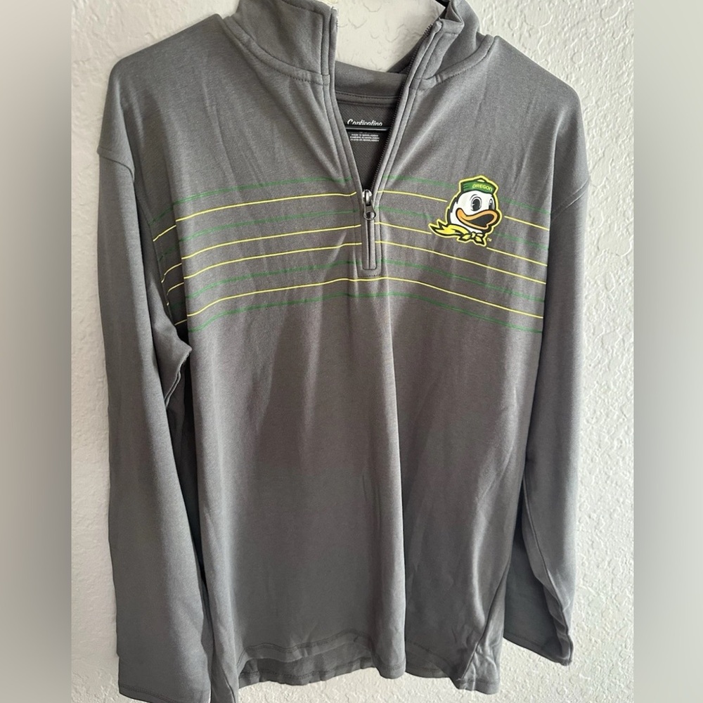Men’s Large Oregon Ducks Gray 1/4 Zip Light Jacket NEW 🦆 Pullover Shirt NEW